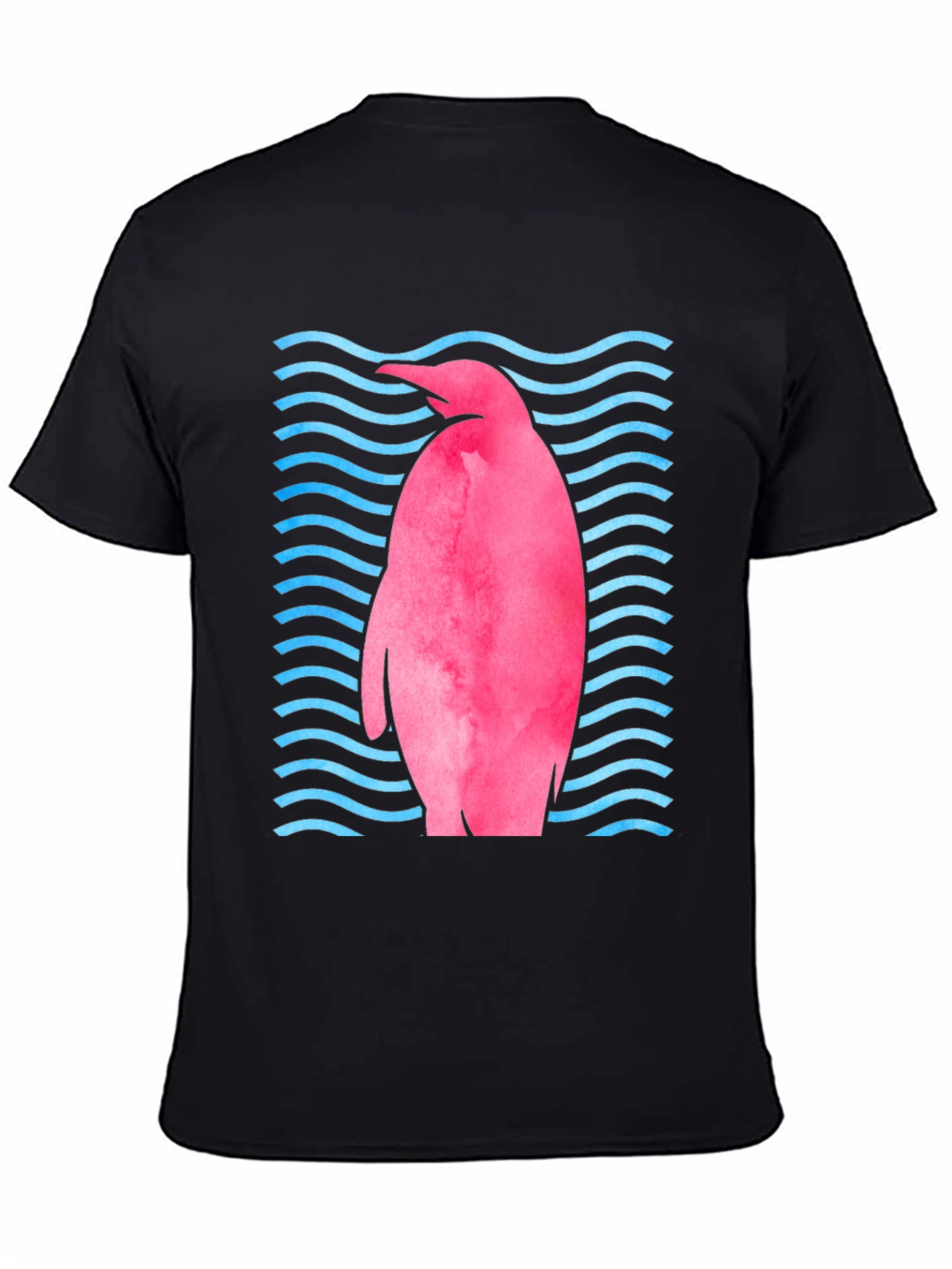 Pink Penguin Wave T-Shirt - Unique Graphic Tee