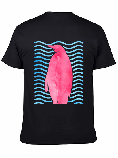 Pink Penguin Wave T-Shirt - Unique Graphic Tee
