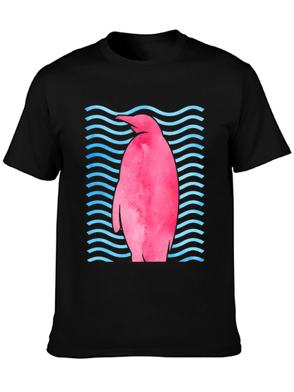 Pink Penguin Wave T-Shirt - Unique Graphic Tee