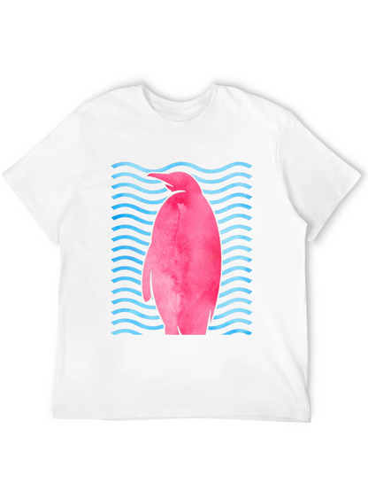Pink Penguin Wave T-Shirt - Unique Graphic Tee