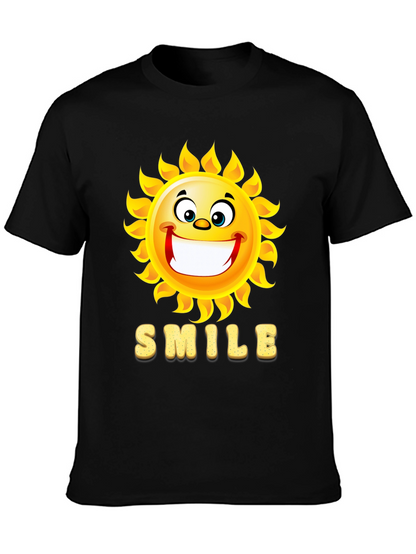 Happy Sun Smile Black T-Shirt
