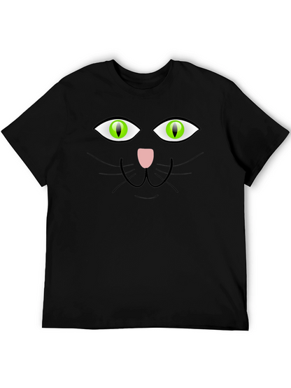 Black Cat Face Graphic T-Shirt