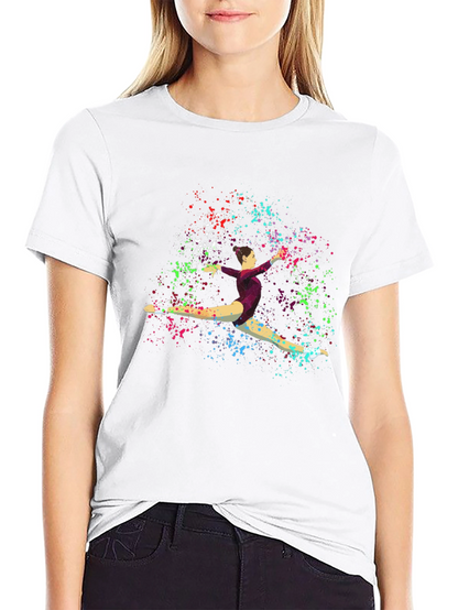 Gymnast Splatter Print Black T-Shirt