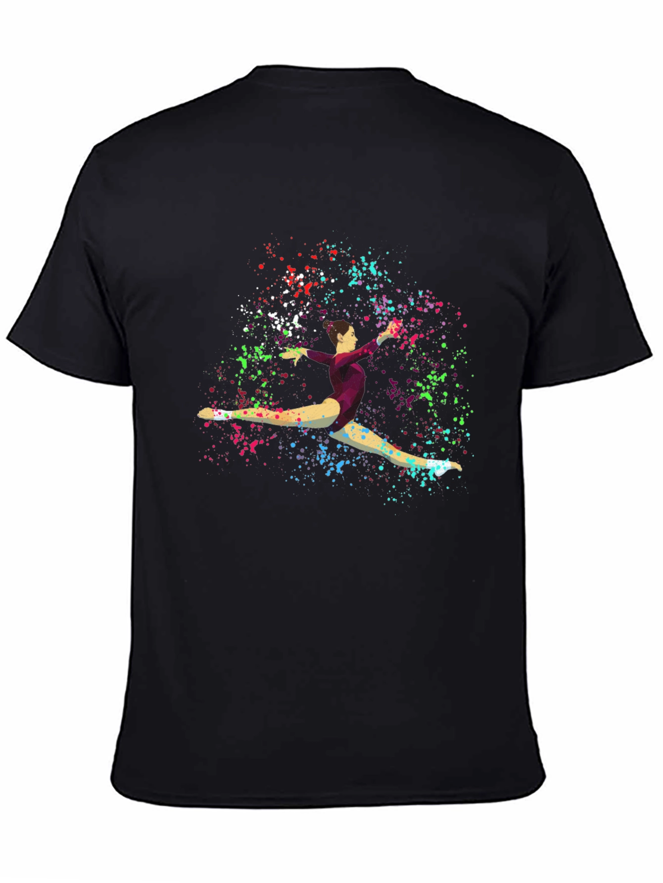 Gymnast Splatter Print Black T-Shirt