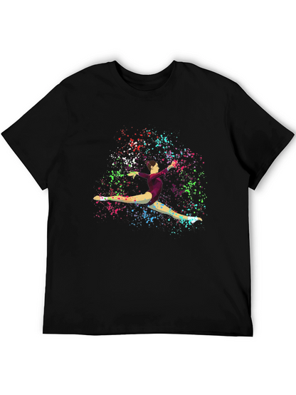 Gymnast Splatter Print Black T-Shirt