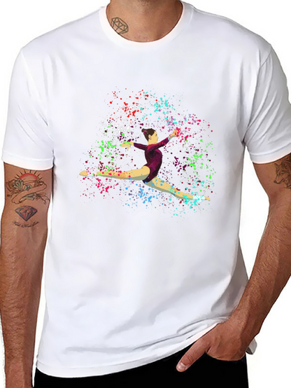 Gymnast Splatter Print Black T-Shirt