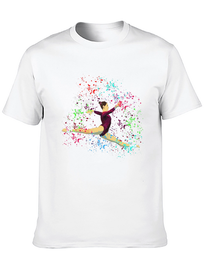 Gymnast Splatter Print Black T-Shirt