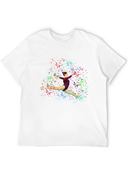 Gymnast Splatter Print Black T-Shirt