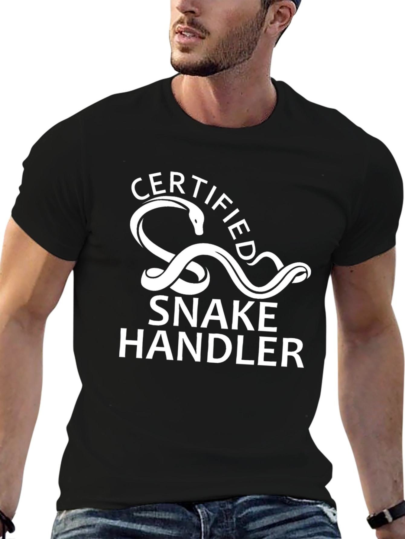 Certified Snake Handler Graphic Tee - Black Cotton Shirt