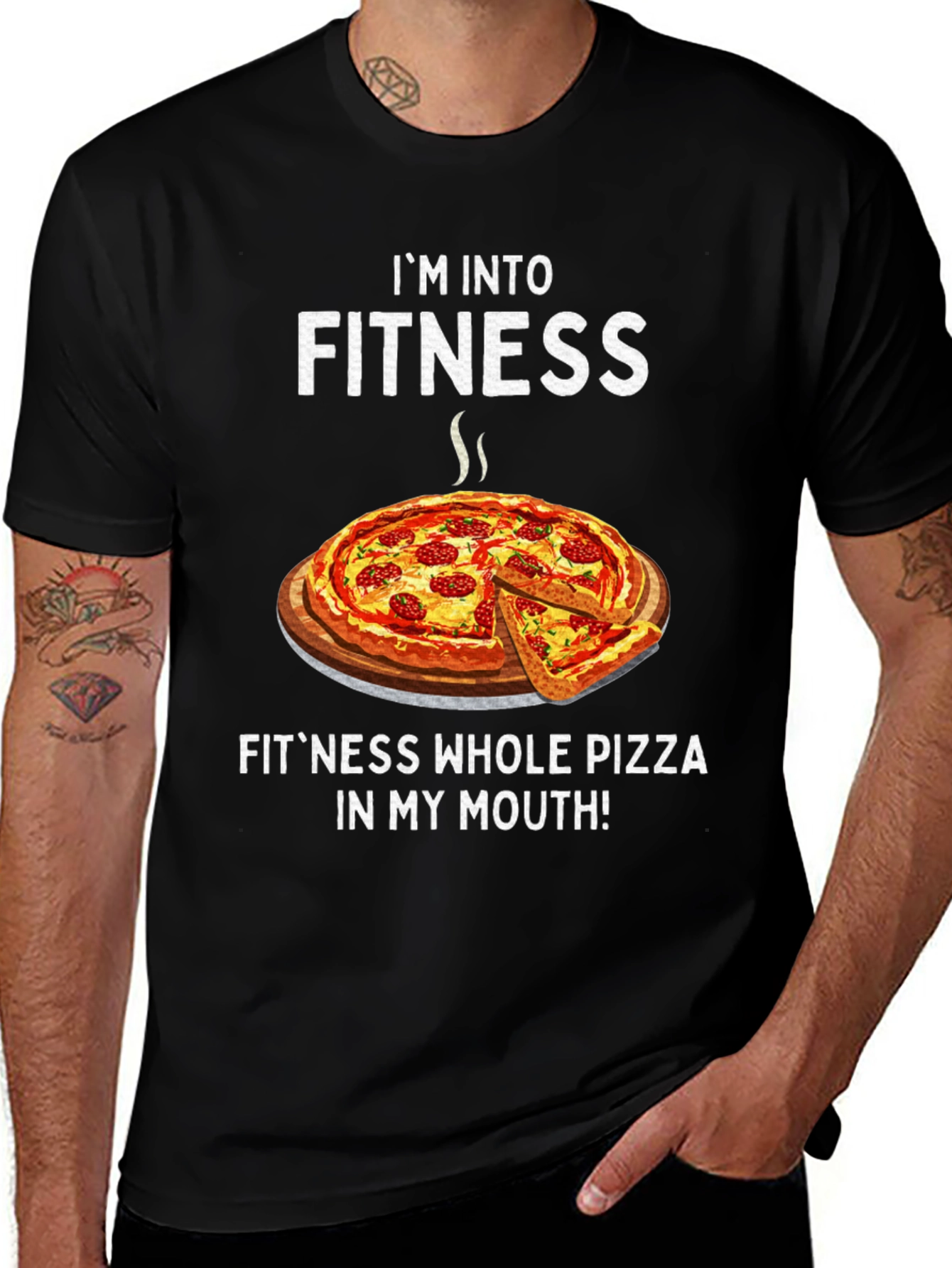 Im Into Fitness Pizza T-Shirt Funny Foodie Tee