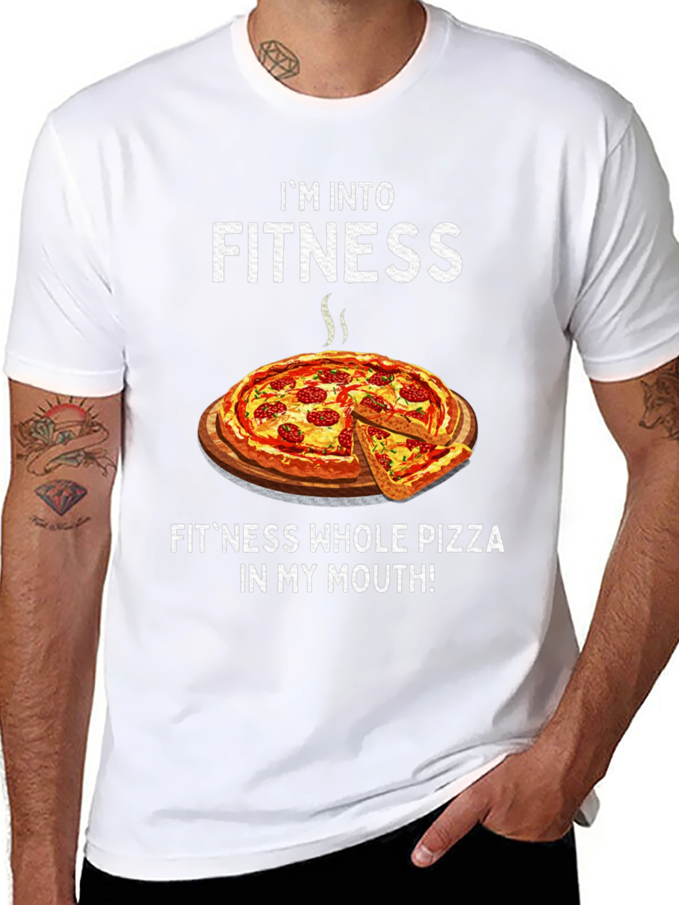 Im Into Fitness Pizza T-Shirt Funny Foodie Tee