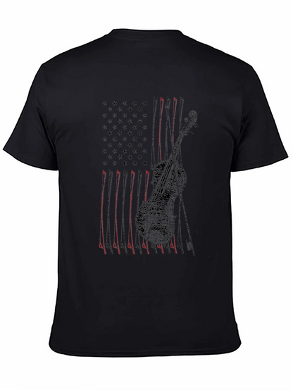 American Flag Violin Graphic Tee - Patriotic Music Shirt