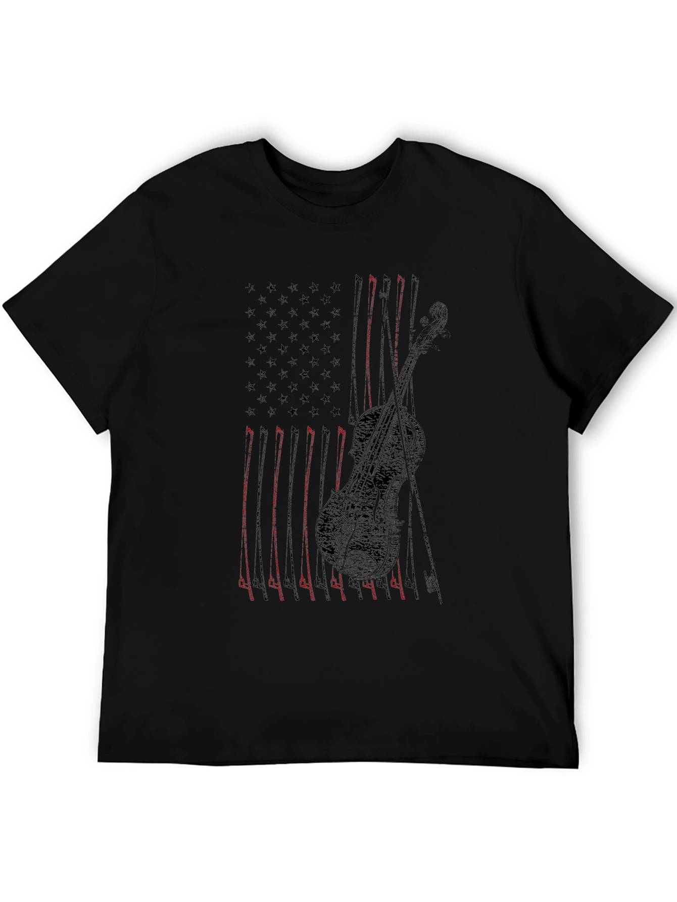 American Flag Violin Graphic Tee - Patriotic Music Shirt