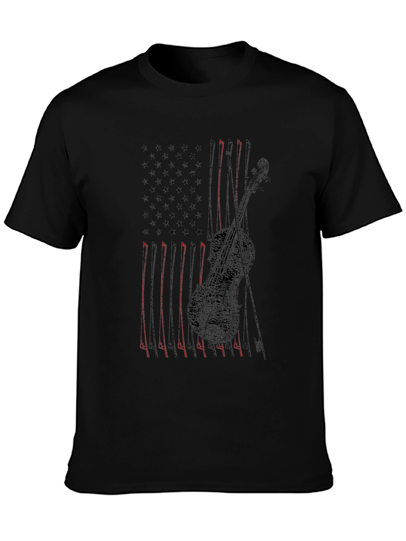 American Flag Violin Graphic Tee - Patriotic Music Shirt