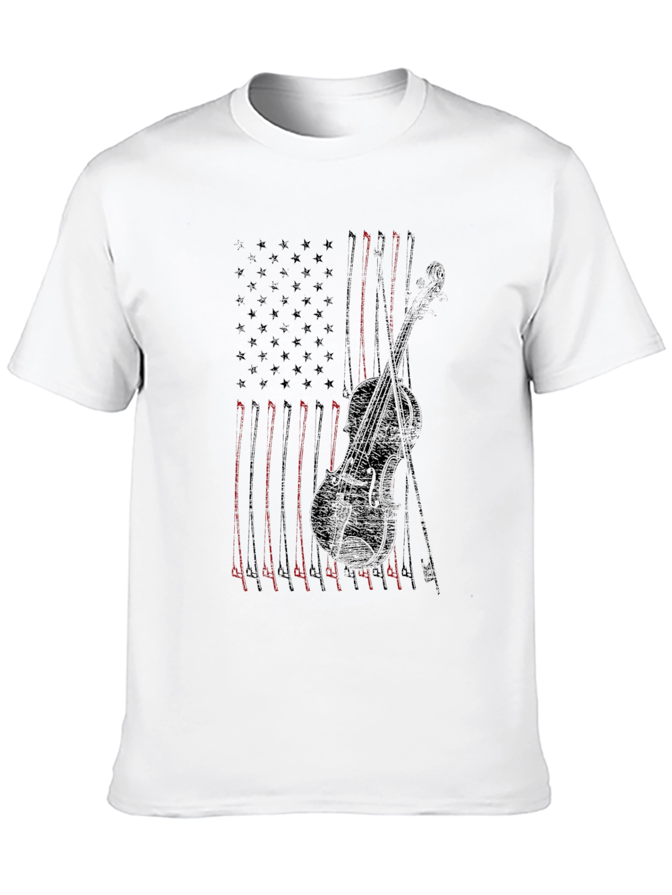 American Flag Violin Graphic Tee - Patriotic Music Shirt