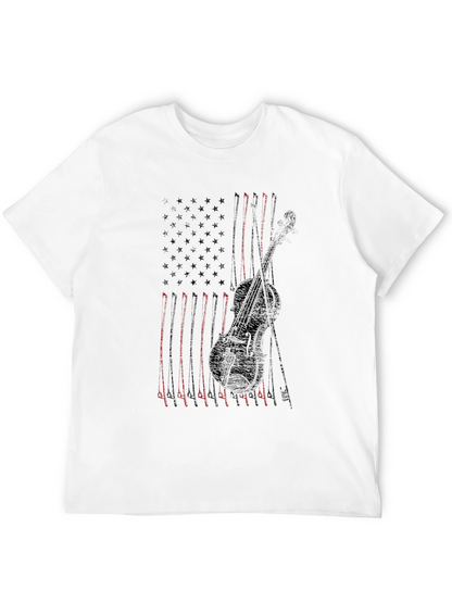 American Flag Violin Graphic Tee - Patriotic Music Shirt