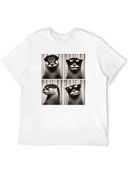 Otter Collage Graphic Tee - Cool Animal Shirt