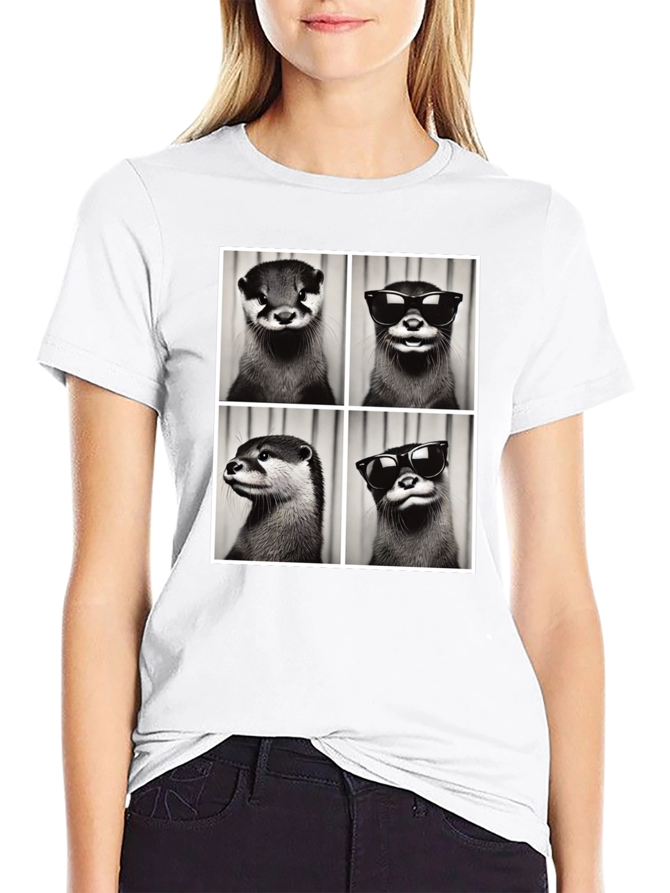Otter Collage Graphic Tee - Cool Animal Shirt