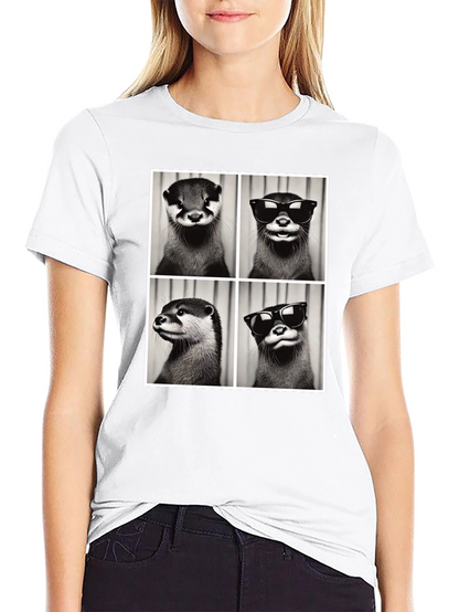 Otter Collage Graphic Tee - Cool Animal Shirt
