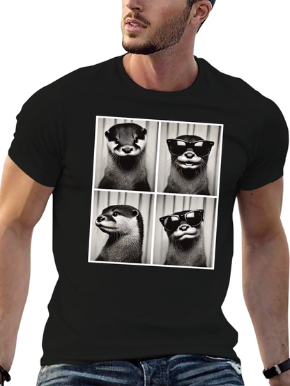 Otter Collage Graphic Tee - Cool Animal Shirt