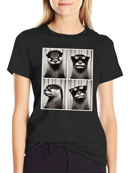 Otter Collage Graphic Tee - Cool Animal Shirt