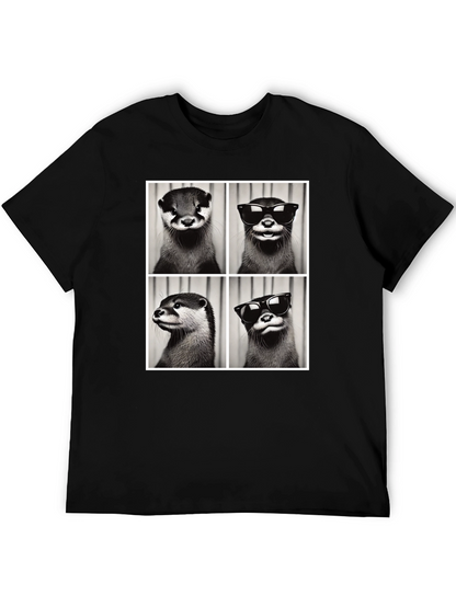 Otter Collage Graphic Tee - Cool Animal Shirt