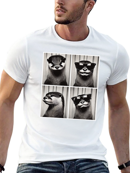 Otter Collage Graphic Tee - Cool Animal Shirt