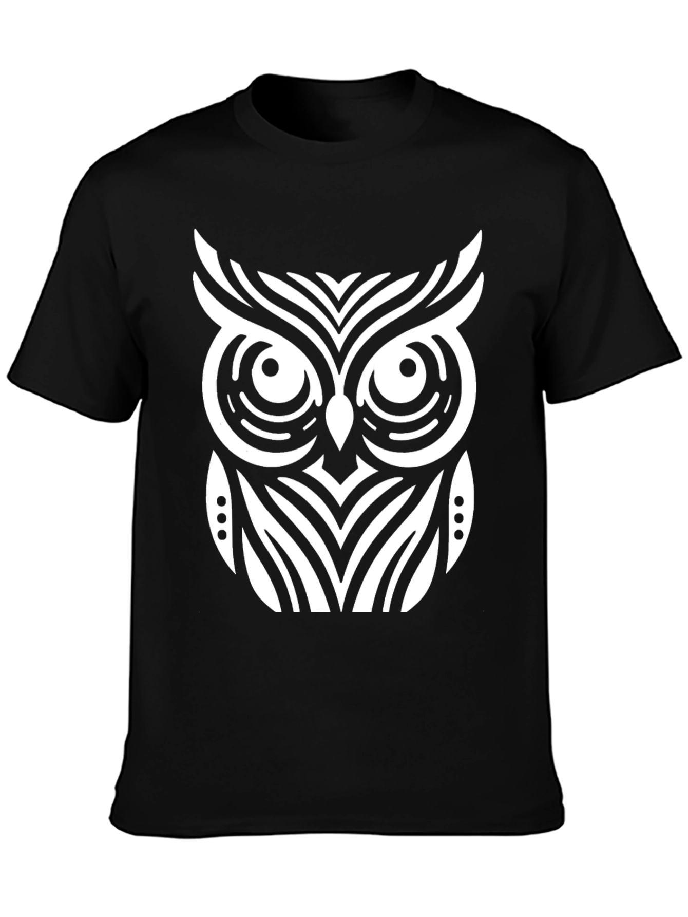 Owl Graphic T-Shirt - Black Cotton Blend