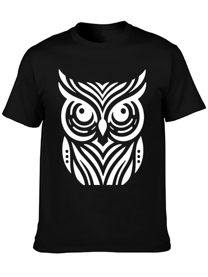 Owl Graphic T-Shirt - Black Cotton Blend