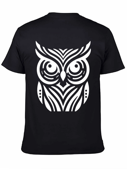Owl Graphic T-Shirt - Black Cotton Blend