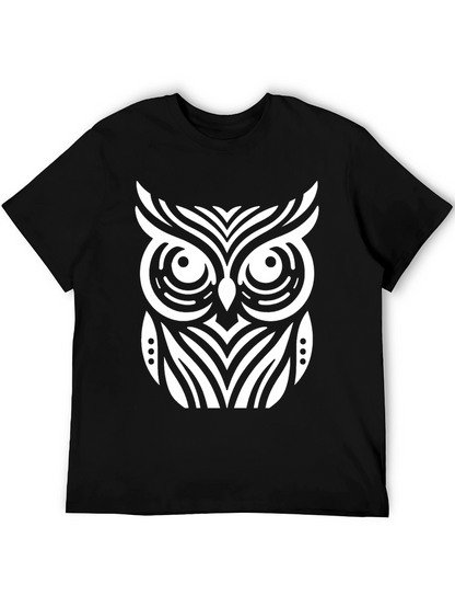 Owl Graphic T-Shirt - Black Cotton Blend