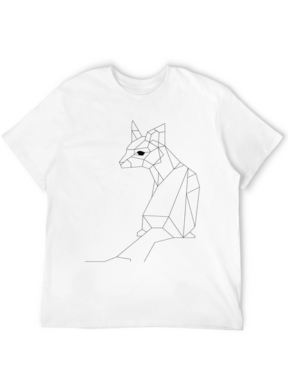 Geometric Fox Graphic Tee - Modern Black T-Shirt