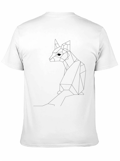 Geometric Fox Graphic Tee - Modern Black T-Shirt