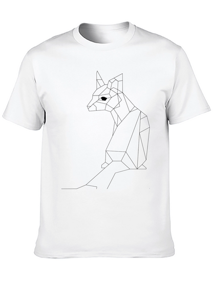 Geometric Fox Graphic Tee - Modern Black T-Shirt