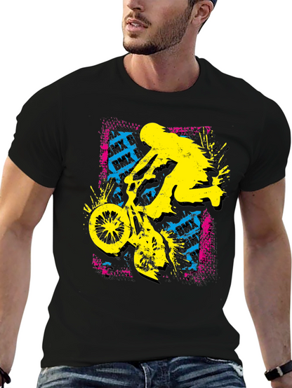 BMX Rider Graphic Print Black Tee