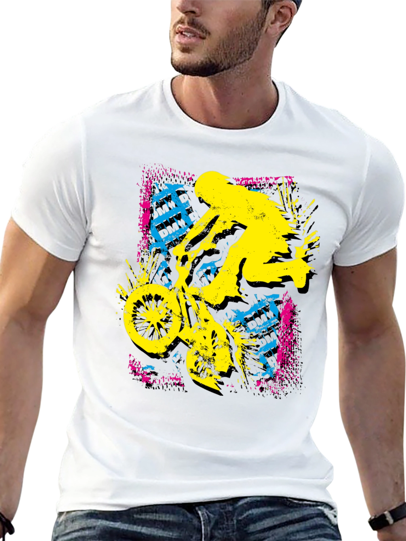 BMX Rider Graphic Print Black Tee