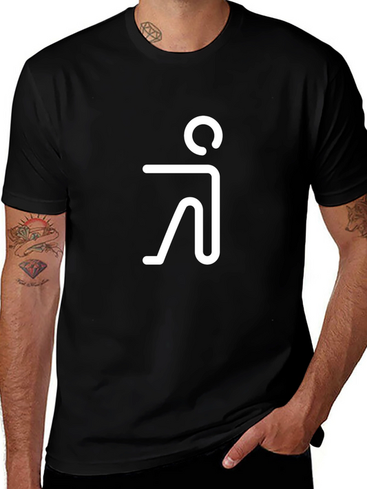 Minimalist Human Figure Graphic Tee - Black Cotton Blend