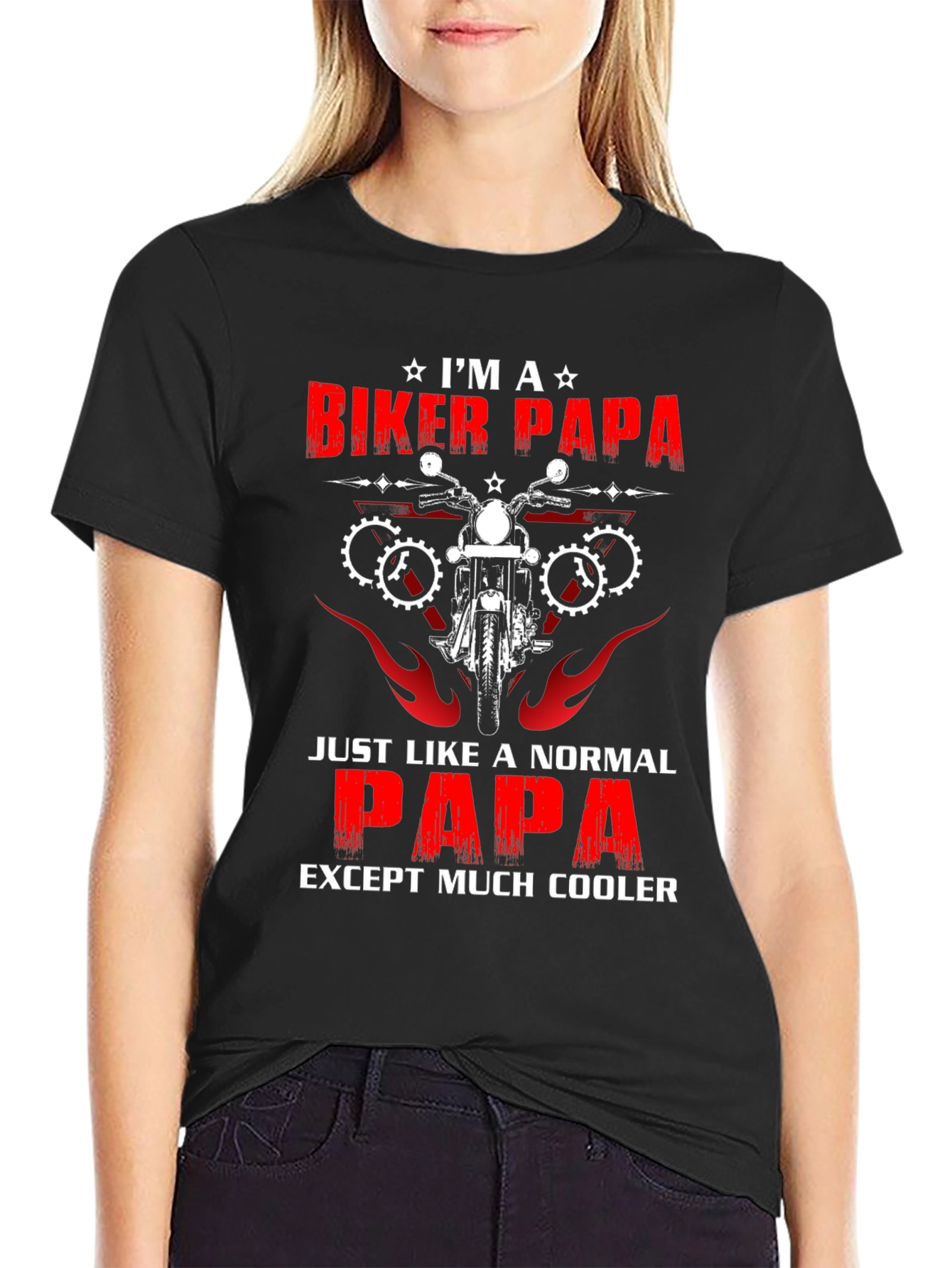 Biker Papa T-Shirt - Cool Dad Tee