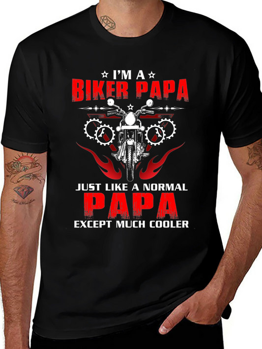 Biker Papa T-Shirt - Cool Dad Tee