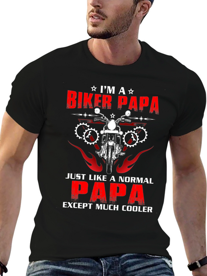 Biker Papa T-Shirt - Cool Dad Tee