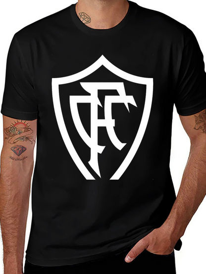 Stylish Black T-Shirt with White Emblem
