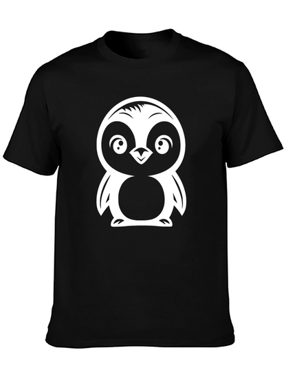 Cute Penguin Graphic Tee - Black