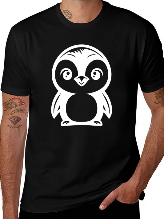 Cute Penguin Graphic Tee - Black