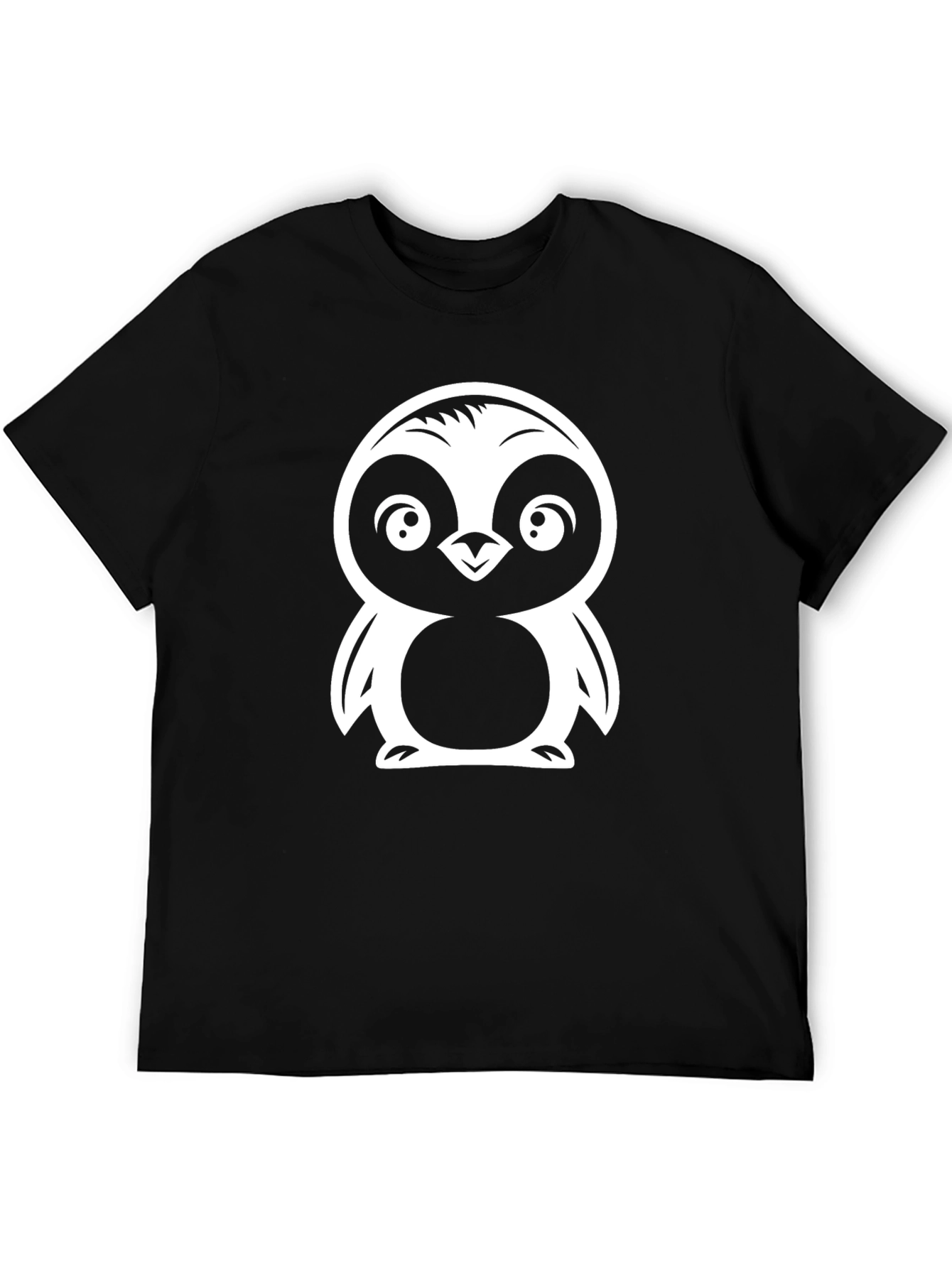 Cute Penguin Graphic Tee - Black