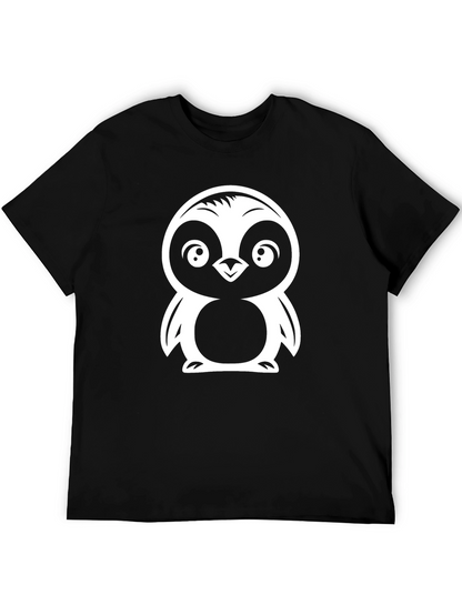 Cute Penguin Graphic Tee - Black