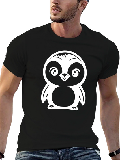 Cute Penguin Graphic Tee - Black