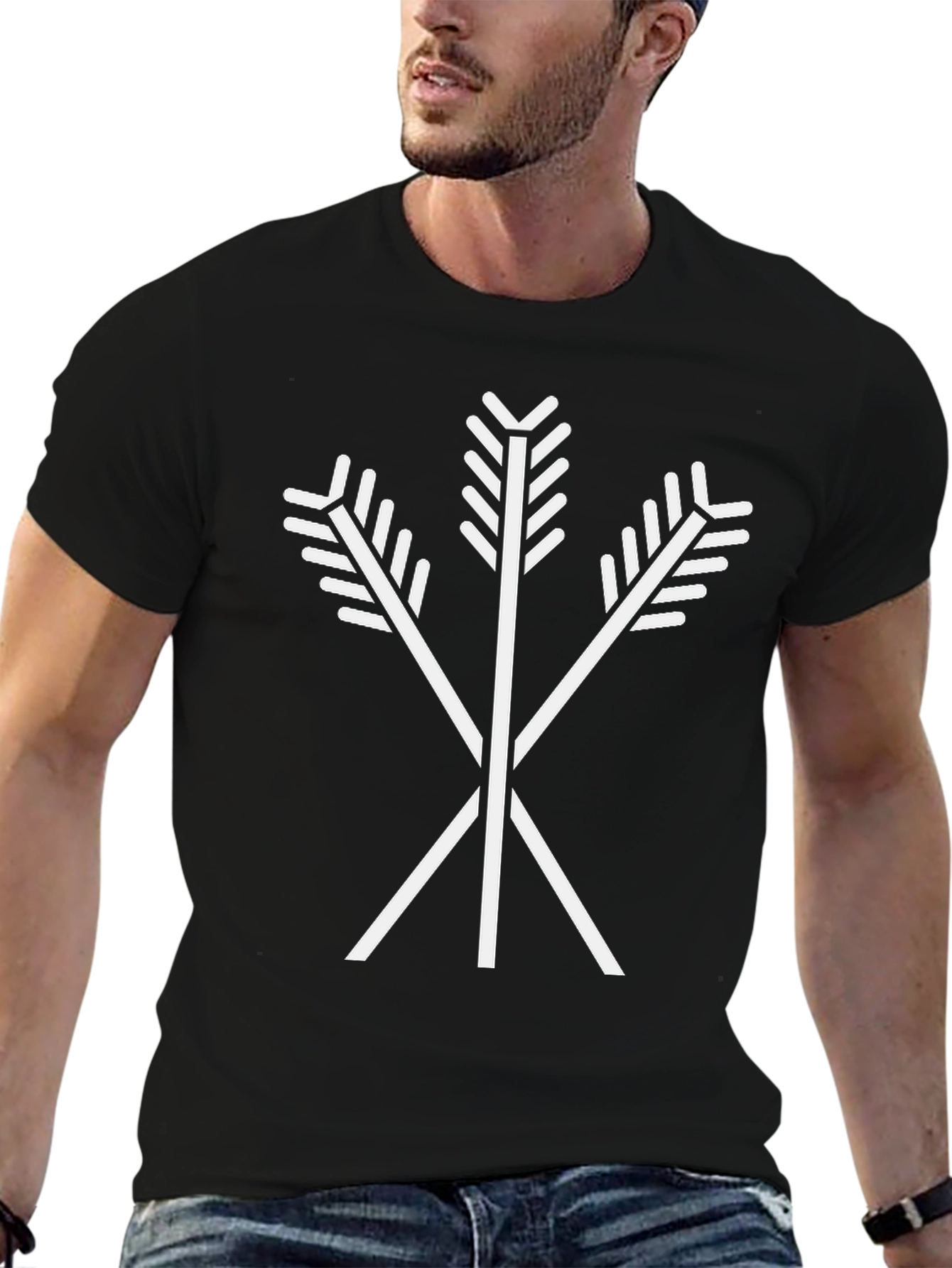 Arrow Emblem Black T-Shirt | Tribal Symbol Tee