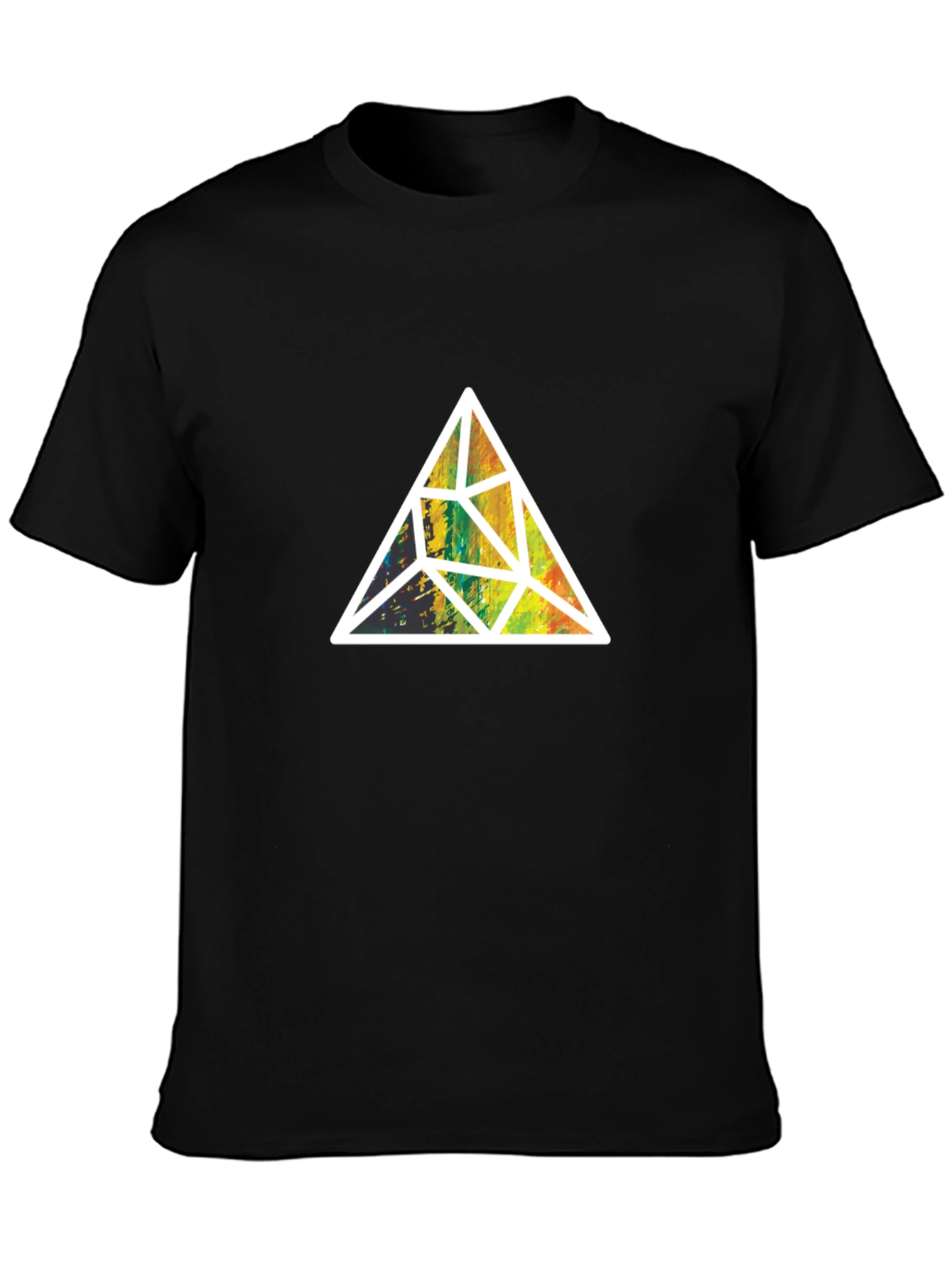 Geometric Triangle Graphic Tee - Stylish Mens Black T-Shirt