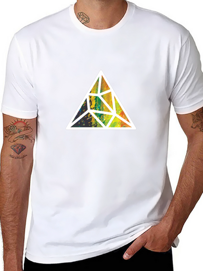 Geometric Triangle Graphic Tee - Stylish Mens Black T-Shirt