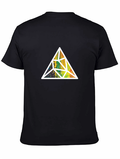 Geometric Triangle Graphic Tee - Stylish Mens Black T-Shirt